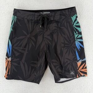 Rip Curl Mirage Board Shorts Mens 33 Black Tropical Floral Surf Swim Trunks